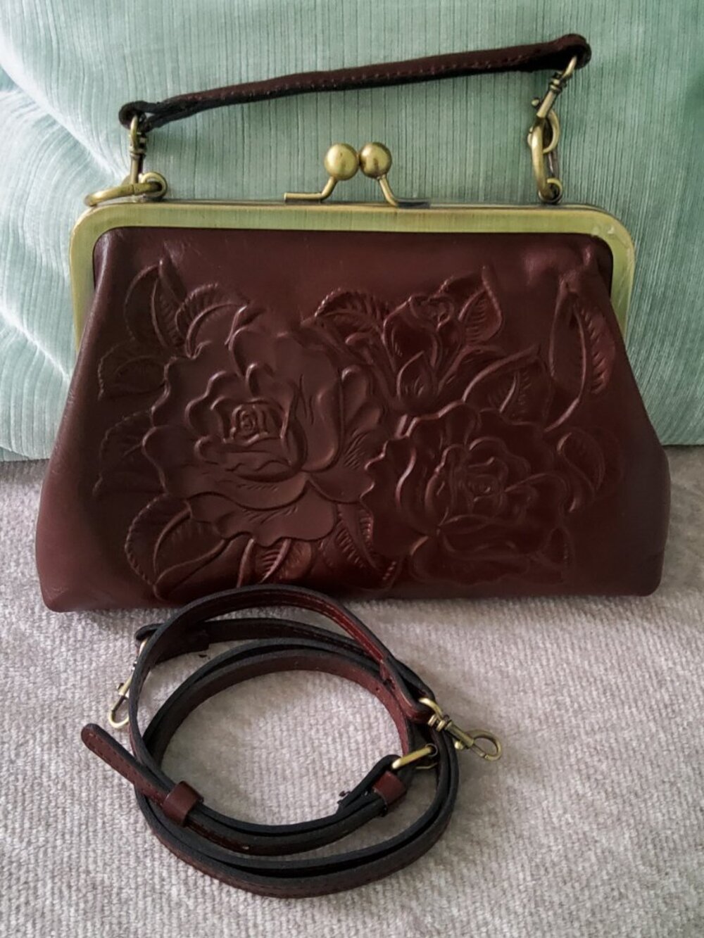 Never Used Patricia Nash Kisslock Crossbody in Burgundy